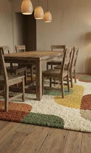 Tapis de luxe moderne abstrait géométrique en laine tuftée à la main, antidérapant, à poils moyens, avec support en toile de coton, doux et moelleux, à blocs de couleur - Product Image 5