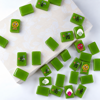 Jeu de tuiles de Mahjong en acrylique, tuiles de Mahjong américaines vert émeraude, faces décoratives pour jeux de société et tables de Mahjong à domicile
