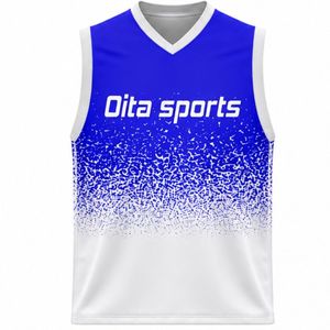 Blue White Volleyball Sleeveless <b>Shirt</b> Team Sports Uniform Athletic Top Performance Wear Training Practice Competition Apparel - Product Image 1