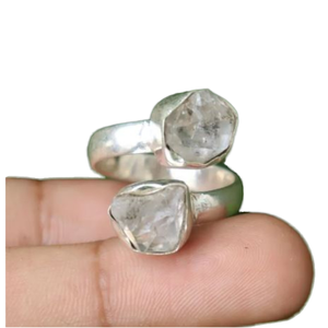 Anillo ajustable de plata fina para mujeres y niñas, cristal crudo Natural de 925 de ley, joyería de lujo al por mayor a granel para fiestas - Product Image 1