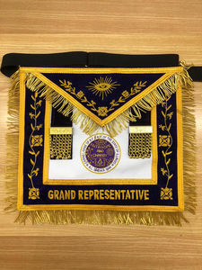 Regalia Masónica: Delantal Masónico de Maestro Masón de Alta Calidad Hecho a Mano, Bordado con Cuentas, Precio de Fábrica para Regalia Masónica - Product Image 4