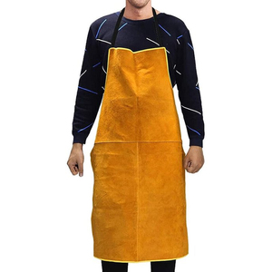 Tablier de soudeur en cuir anti-chaleur, long, avec poches renforcées et sangles réglables – Excellent rapport qualité-prix - Product Image 1