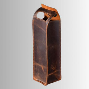 Porte-bouteille de vin en cuir gaufré Salva, porte-bouteille unique avec poignée, étui de voyage portable - Product Image 5