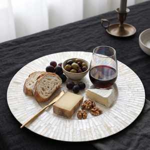 Assiette de Présentation Décorative Faite à la Main en Bois Nacre Écologique, Style Bohème Poli, Luxe et Haute Qualité - Product Image 2