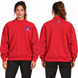 Sweat-shirt à col montant pour femme Storm Fit, rouge, manches longues, en molleton tricoté uni, respirant, streetwear d'hiver, brodé - Product Image 6