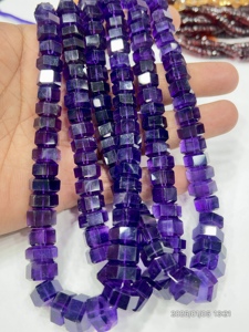 Perles de pierres précieuses en améthyste violette naturelle AAA, facettées, en forme de boulon, 9-12 mm, brin de 14 pouces, exportation en gros de Chine - Product Image 2