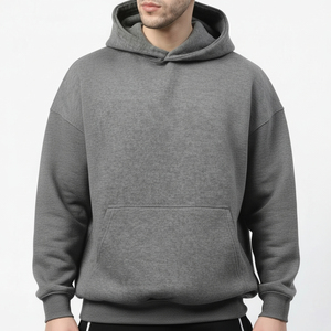 Sweat-shirt à capuche en molleton 100 % coton épais pour homme avec logo personnalisé et poche, idéal pour l'automne - Product Image 2