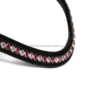 Épingle à une rangée personnalisée et pierres blanches cristaux ronds chaîne diamante canal vide bande de front de cheval en cuir dans les tailles complètes d'épi - Product Image 5