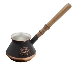 Cafetera Turca Yemení de Cobre, Forma Redonda, Cuerpo Metálico, Mango de Madera, Herramienta para Café y Té - Product Image 2