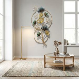 งานศิลปะติดผนังรูปใบแปะก๊วยหลากสีสันสไตล์โมเดิร์นมินิมอล ดีไซน์สีทองสวยงาม พร้อมปรับแต่งลวดลายได้ - Product Image 5