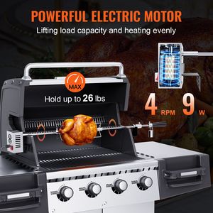 Griglia Elettrica BBQ in Acciaio Inox Resistente, Motore 110V 9W, Kit Girarrosto Universale, Kit per Grigliate Automatiche - Product Image 3