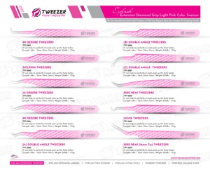 Pinces à épiler personnalisées en diamant, pointe rose dorée, 45 degrés, en acier inoxydable, pointe en fibre durable, pinces à épiler pour extensions de cils - Product Image 6