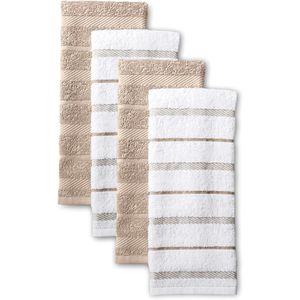 Juego de 4 Paños de Cocina Color Beige/Blanco de 16"x26" - Product Image 1