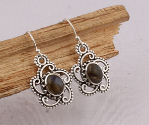 Natural Labradorite Earrings 925 Sterling Silver Blue <b>Flash</b> Gemstone Jewelry Supplier Wholesale Oval Labradorite Drop Earrings - Product Image 4