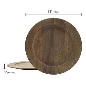 Assiette de service ronde en bois de manguier naturel de 13 pouces, assiette de table en bois, sous-assiette pour la décoration d'événements de mariage et la vaisselle des hôtels et restaurants - Product Image 1