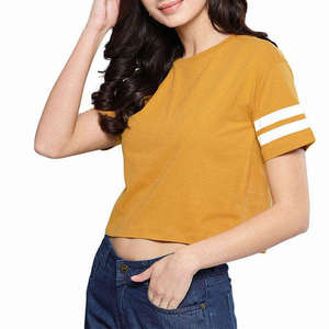 Camiseta Corta para Mujer, Diseño Moderno, Ajustada, Lisa, Informal, para Fitness, con Estampado, Venta al Por Mayor - Product Image 5