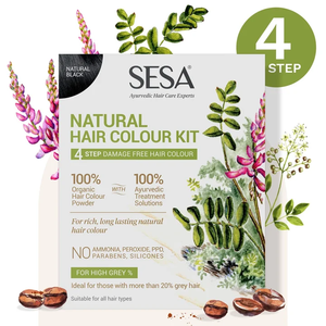 Kit de coloration capillaire noir naturel, mélange ayurvédique bio, solution de soin doux, contrôle l'évolution des cheveux gris, nourrit le cuir chevelu et favorise son bien-être - Product Image 2
