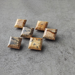 Pierre précieuse naturelle de jaspe biscuit, taille carrée à facettes, calibrée, qualité supérieure, en vrac - Product Image 1