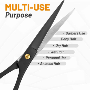 Wholesale High Quality <b>Barber</b> Salon Hair Cutting Scissors Custom Logo Finger Rest Black Sharp 4Cr13 Stainless Steel <b>Blade</b> - Product Image 2