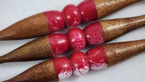 Handcrafted Acacia Wood Crochet <b>Hook</b> with Pink Swirl Resin, Choice of Size - Product Image 2