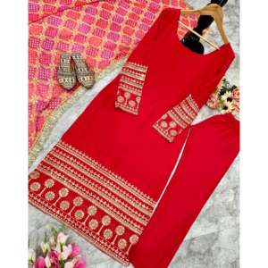 Ensemble haut, bas et dupatta pour femmes, magnifique pour les fêtes, avec broderie - Product Image 4