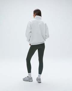 Sweat-shirt oversize pour femme avec demi-fermeture éclair, en molleton de coton, à épaules tombantes, de haute qualité - Product Image 2