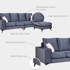 Ensemble de canapé sectionnel minimaliste Goodnite avec tabourets, tissu écologique confortable et pieds en plastique durables pour centre commercial et appartement - Product Image 3