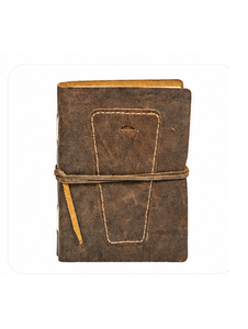 Carnet de notes artisanal en cuir marron avec fermeture à sangle, reliure thermique, véritable journal intime fait main, idéal pour l'écriture et les cadeaux, 8x6 - Product Image 1