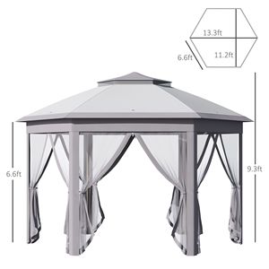 Carpa Gazebo Plegable de 11 x 13 pies con Paredes Laterales de Malla con Cremallera para Patio, Jardín, Eventos, Pérgola, Pabellón - Product Image 3