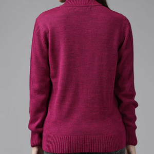 Pull col roulé 100 % laine pour femme, tricoté à la main, manches longues, couleur unie, anti-boulochage, décontracté, hiver - Product Image 2
