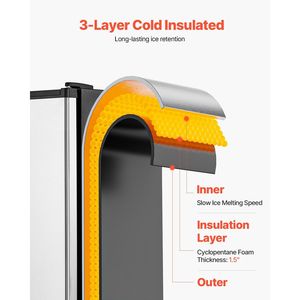 เครื่องทำน้ำแข็งสแตนเลสแบบตั้งพื้นใต้เคาน์เตอร์ ความจุ 25 ปอนด์/วัน พร้อมตัวนับในตัว ประตูแบบย้อนกลับได้ - Product Image 4