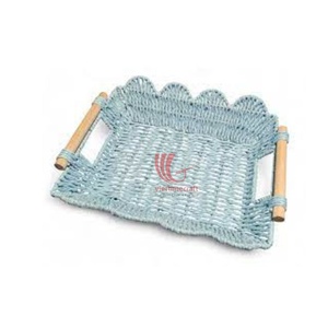 Best Selling Recyclable Wicker Serving Tray Straw Paper Rope Laundry Basket Handicraft Storage Tray Direct Wholesale Vietnam - Product Image 3