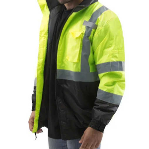Veste de sécurité réfléchissante haute visibilité en toile et maille à capuche pour homme, imperméable, respirante, en polyester, vêtements de travail, construction - Product Image 3