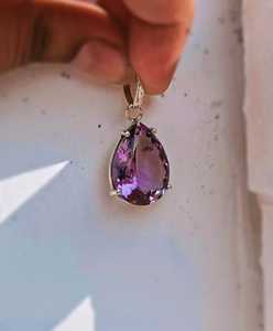 NIKHIL GEMS Collier Pendentif Poire Vintage en Argent Sterling 925 avec Améthyste Goutte d'eau, Pierre Précieuse Naturelle Violette, Certifié par un tiers - Product Image 3