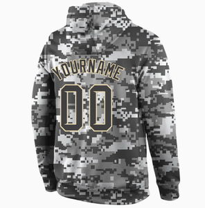 Custom Men's Digital Camouflage Pullover <b>Hoodie</b> Sublimation Printed Back <b>Name</b> Number Pocket Sweatshirt - Product Image 2