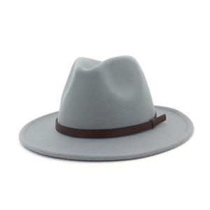 Fashion Polyester <b>Fedora</b> <b>Hat</b> for Women <b>Men</b> Classic Character Casual Flat Wide Brim Jazz Cap - Product Image 2