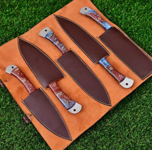 Juego de Cuchillos de Chef de Acero de Damasco de Lujo, 5 Piezas, Afilados, Ambidiestros, con Mango de Resina, Cuchillos Profesionales de Cocina - Product Image 3