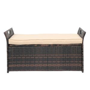 Iron Frame Patio Bench 106*52*46cm Brown Gradient Footstool Locker with Rattan Accommodates Comfortable Outdoor Seating - Product Image 1