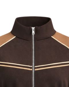 Chaqueta Deportiva Corta para Mujer Color Camel Marrón, Chaqueta Deportiva con Cierre, Ropa Deportiva para Gimnasio y Fitness, Chaqueta de Entrenamiento con Rayas en Contraste, Fabricante - Product Image 5