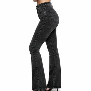 Jeans de Mezclilla Ajustados de Cintura Alta para Mujer, Tela Elástica Transpirable, Estilo Casual Vintage - Product Image 3