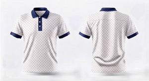 เสื้อโปโลชายสีขาวลายจุด แขนสั้น ผ้าฝ้ายอ๊อกซ์ฟอร์ด ดีไซน์ลำลอง ระบายอากาศได้ดี - Product Image 2