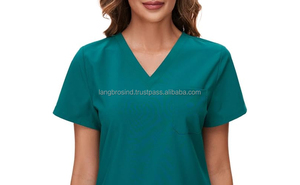 Ensembles de jogging extensibles en spandex d'été unisexe de 2 pièces tissés lavables de haute qualité logo personnalisé gommages médecins du personnel médical de l'hôpital - Product Image 4