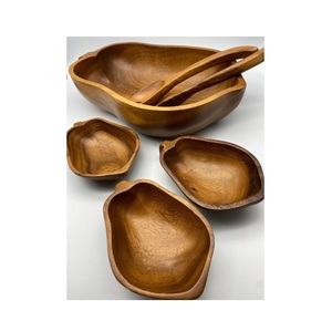 Contemporary Wooden Serving Bowl <b>For</b> Salad Fruit Serving Stylish <b>Kitchen</b> Dining Table <b>Decoration</b> <b>Item</b> - Product Image 5