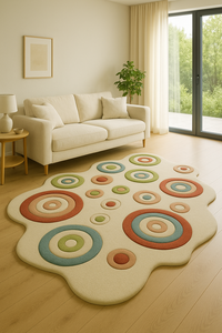 Colorful rings design Handmade Modern Area <b>Carpet</b> Custom Tufted Wool Irregular Shaped Home Decor for Living Room Picnic - Product Image 5