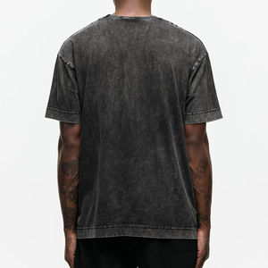 เสื้อยืดคอกลมแขนสั้นทรงโอเวอร์ไซส์สำหรับผู้ชาย ผ้าฝ้าย 100% สตรีทแวร์ ผ้าถัก ระบายอากาศได้ดี ไม่ยับ สีดำ สีเทา - Product Image 2