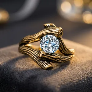 Moissanite Forest Branch <b>Ring</b> 925 Sterling <b>Silver</b> Bohemian Wedding <b>Statement</b> Jewelry Handmade <b>Ring</b> for Women - Product Image 5