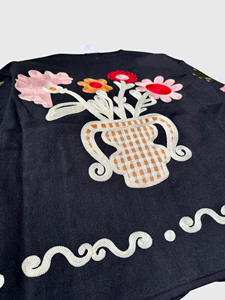 Blouson brodé à la main à motifs floraux, manches longues, manches lanternes, grande taille, vêtements de printemps pour femmes, style Prairie Chic - Product Image 2