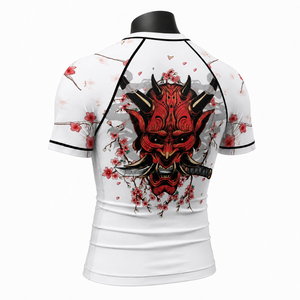 Haut d'entraînement personnalisé pour homme, blanc, à compression, à manches courtes, séchage rapide, imprimé floral, pour le judo - Product Image 5