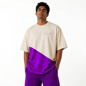 T-shirt pour homme A8432 - Tissu tissé en polyester/coton écologique, imprimé tie-dye, design vierge - Product Image 5