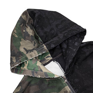 Sweat-shirt à capuche surdimensionné pour homme, imprimé camouflage noir, streetwear, coton tricoté, coupe classique, style automne - Product Image 4